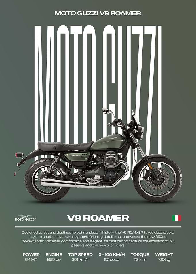Moto Guzzi V9 Roamer Motorcycle Poster