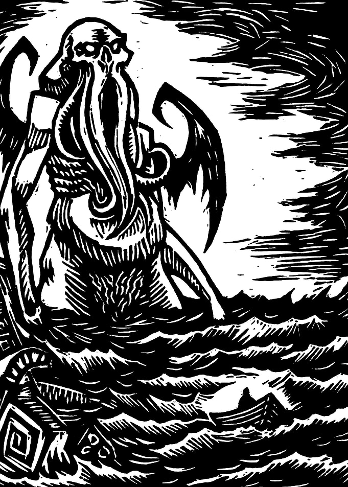Cthulhu Rising Black and White Art