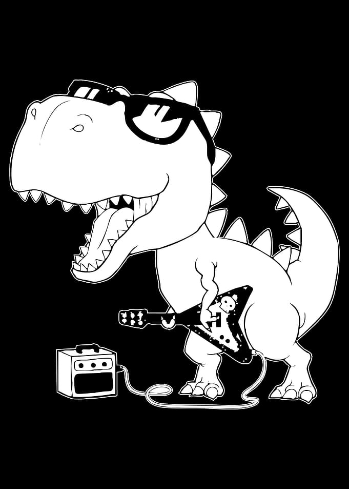 Dinosaur Rock Star with Guitar