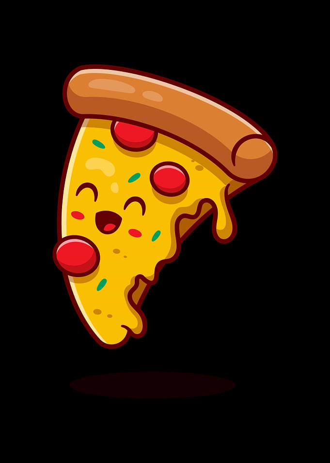 Cute Cartoon Pizza Slice Illustration