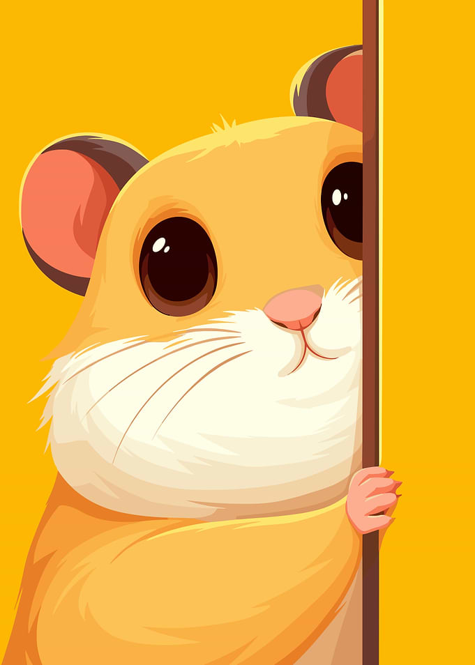 Cute Hamster Peeking Cartoon Illustration