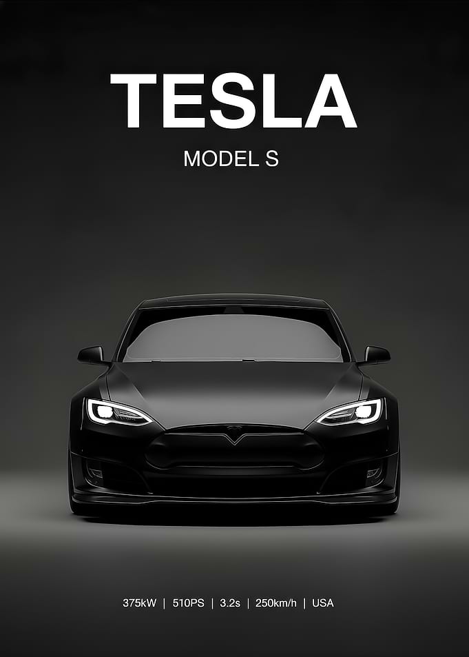 black Tesla Model S Front View