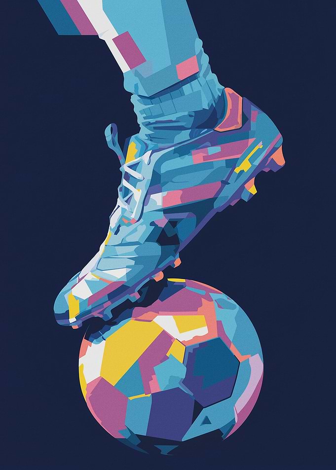 Colorful Soccer Ball and Cleat Illustration