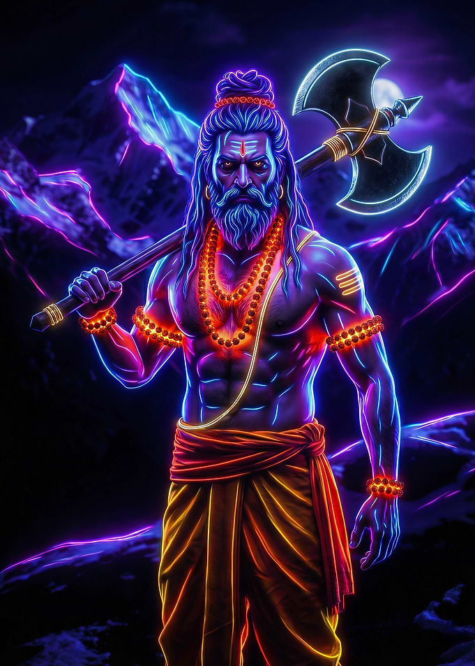 Neon Parashurama with Axe