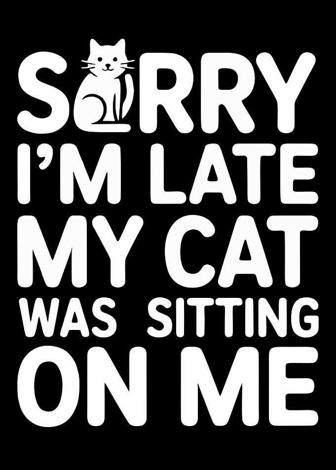 Sorry I'm Late Cat Graphic