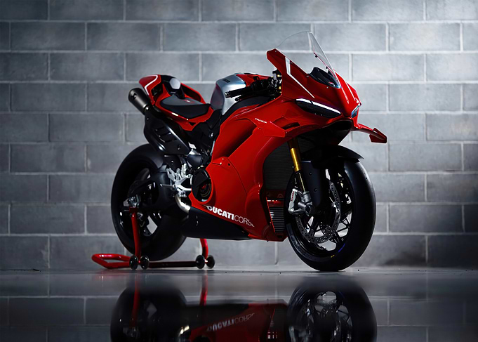 Red Ducati Motorcycle Studio Shot