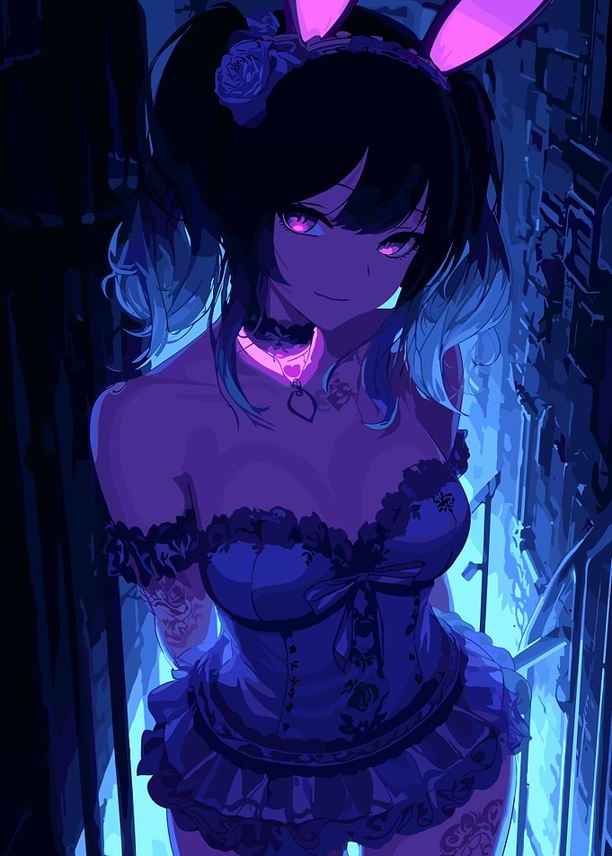 Anime Girl with Bunny Ears