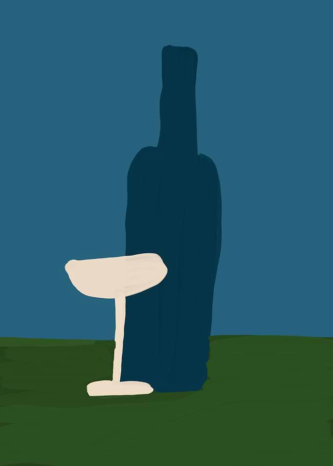 Wine Bottle and Glass Still Life
