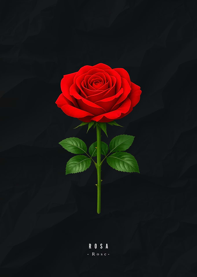 Elegant Red Rose on Black Background