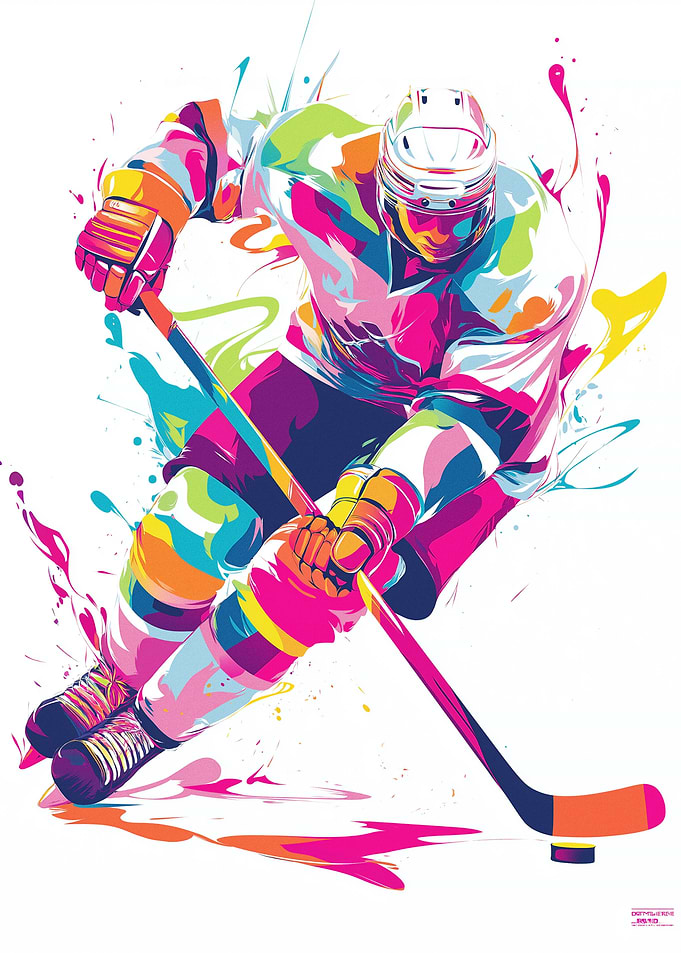 Colorful Hockey Player Illustration
