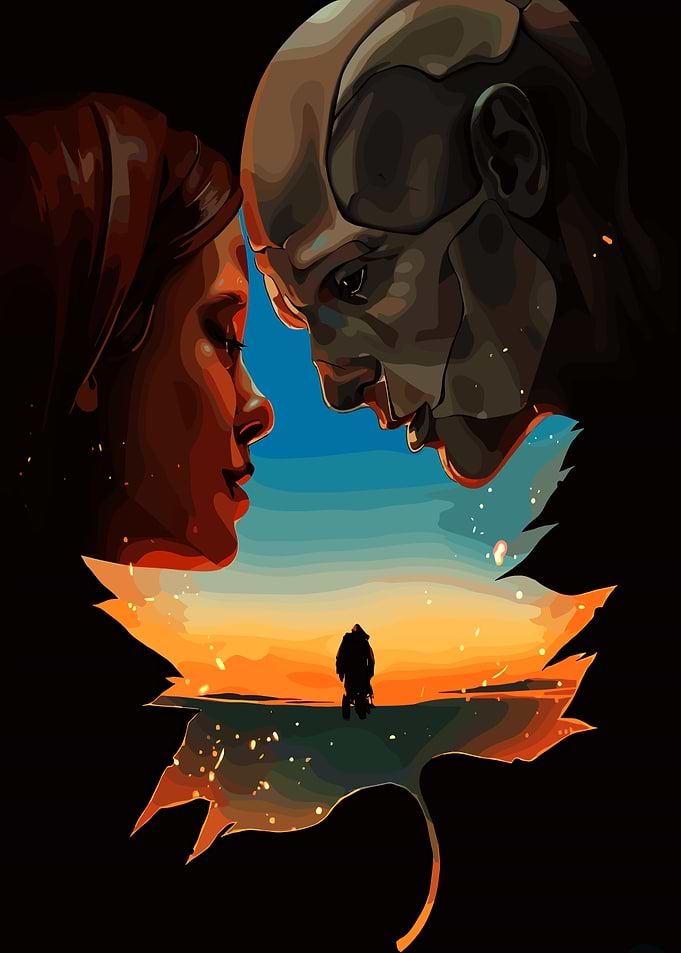 Human and Robot Love Silhouette
