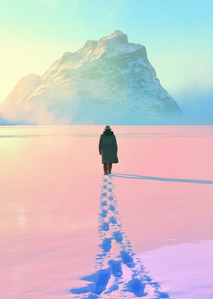 Solitary Figure in Snowy Landscape