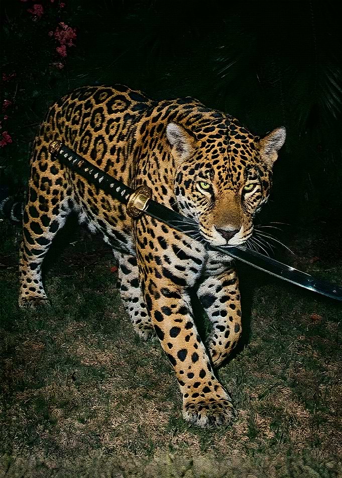 Jaguar with Katana in Mouth