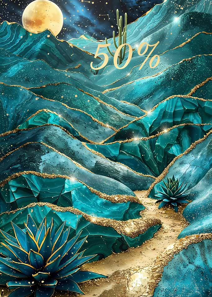Teal and Gold Desert Landscape