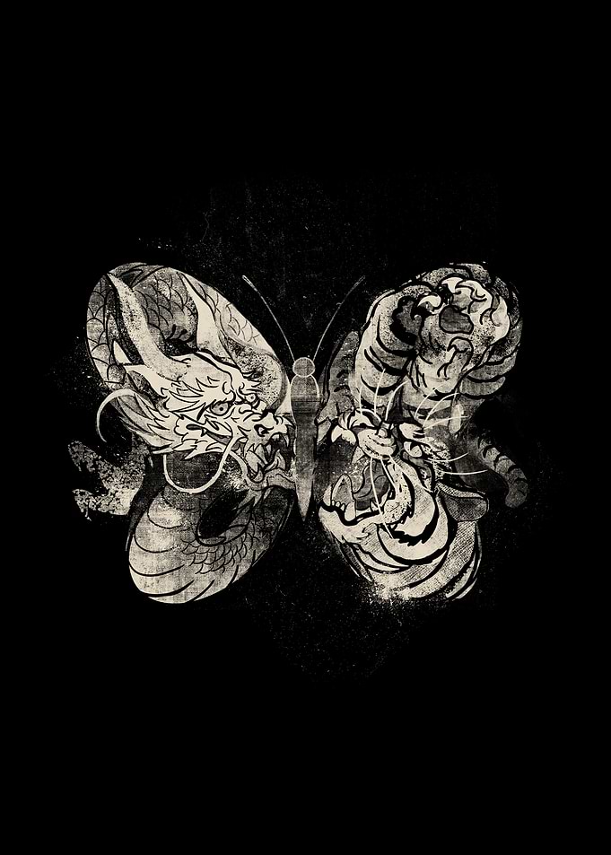 Dragon Tiger Tattoo Butterfly