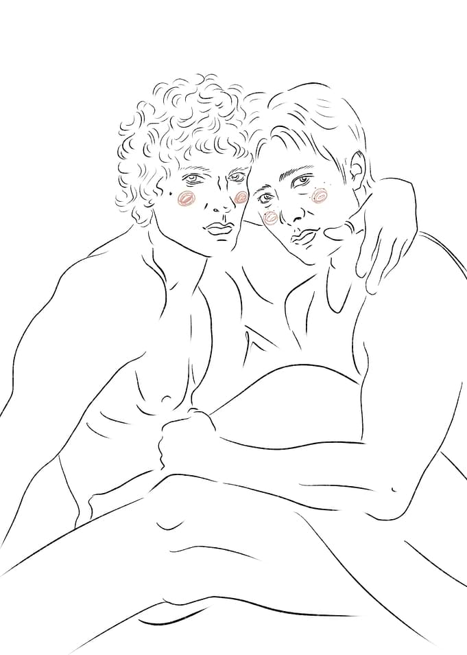 Line Art of Ilya Rozanov and Shane Hollander (Connor Storrie and Hudson Williams) Heated rivalry