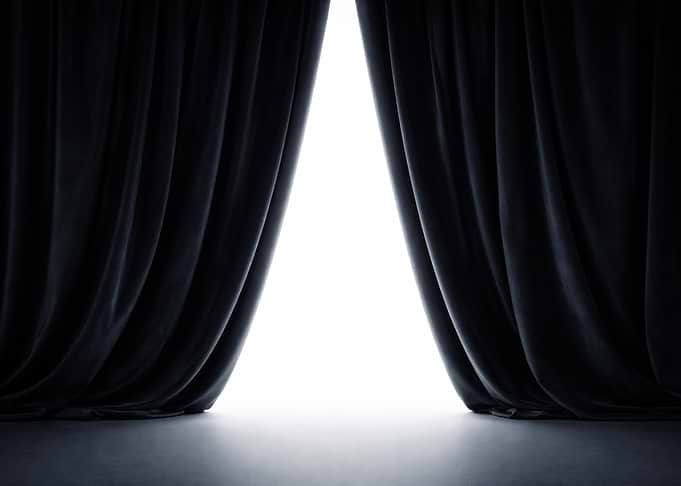 Open Dark Curtains with Bright Light