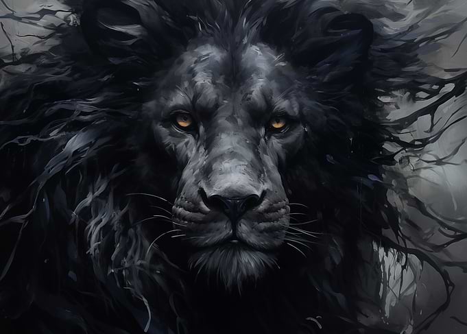 Majestic Black Lion Portrait