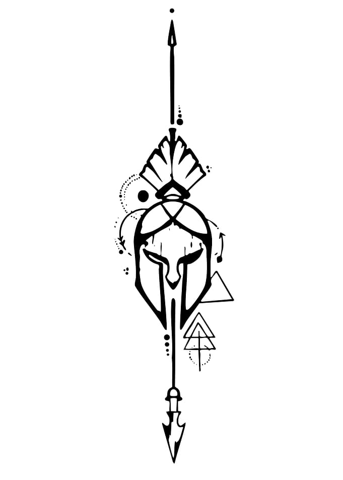 Spartan Helmet Geometric Tattoo Design