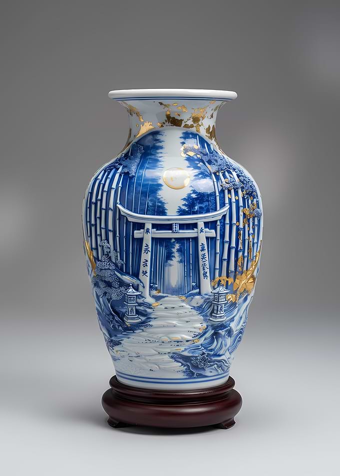 Blue and White Japanese Vase
