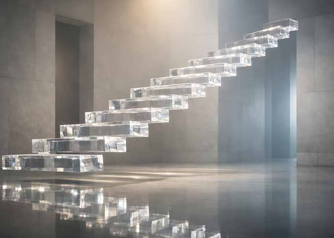 Floating Crystal Staircase in Modern Interior