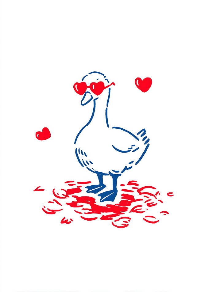 Cool Goose with Heart Sunglasses