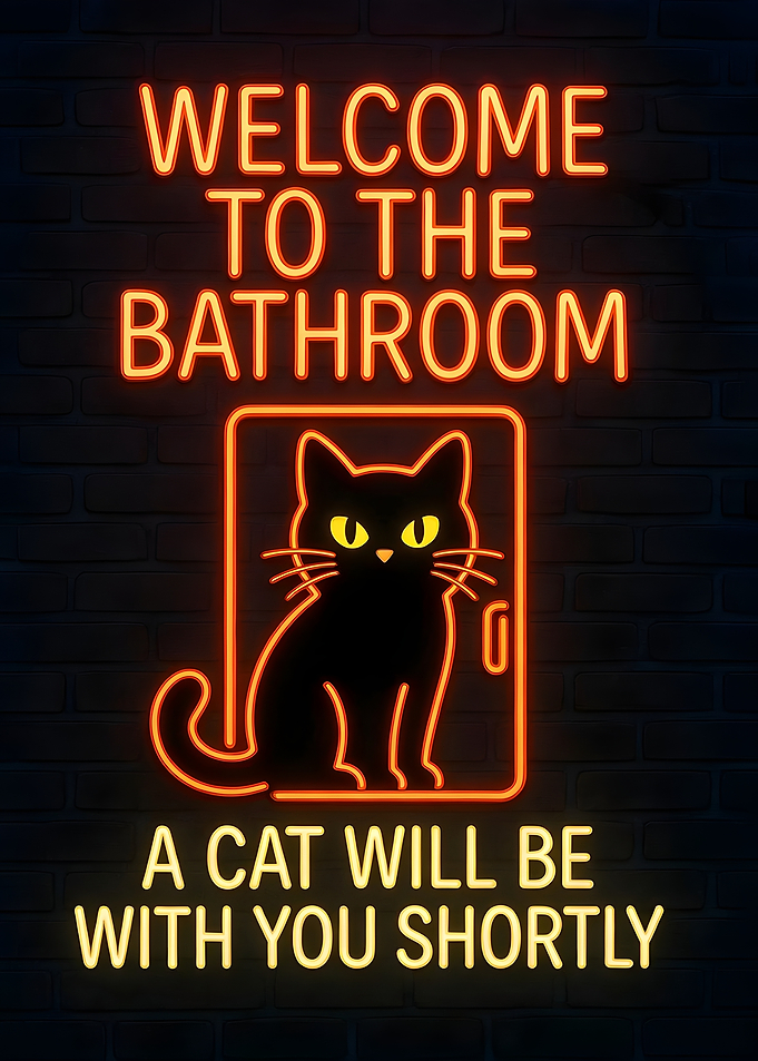 Welcome to the Bathroom Cat Neon Sign