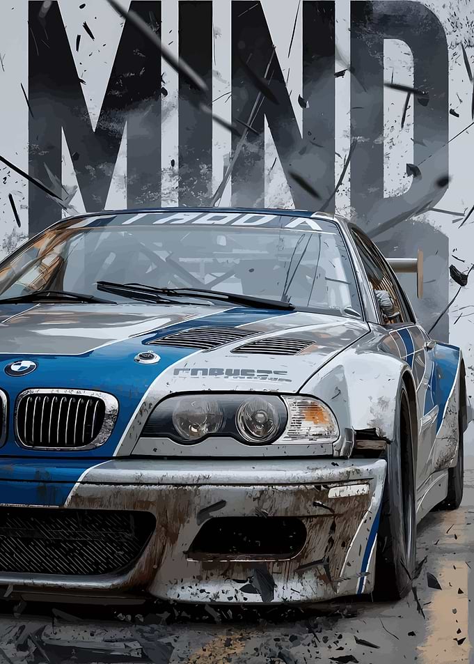 BMW Race Car with MIND Text