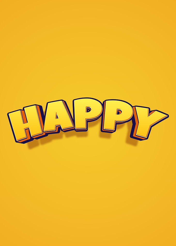 Happy Text on Yellow