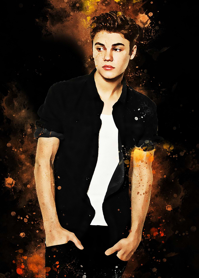 Justin Bieber Portrait with Watercolor Effect