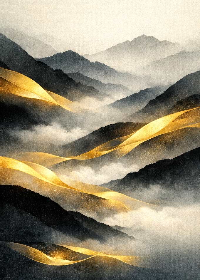 Golden Mountain Range Landscape