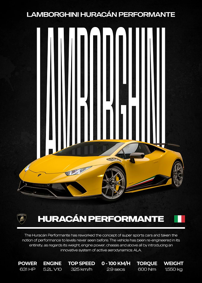 Lamborghini Huracán Performante Car Poster