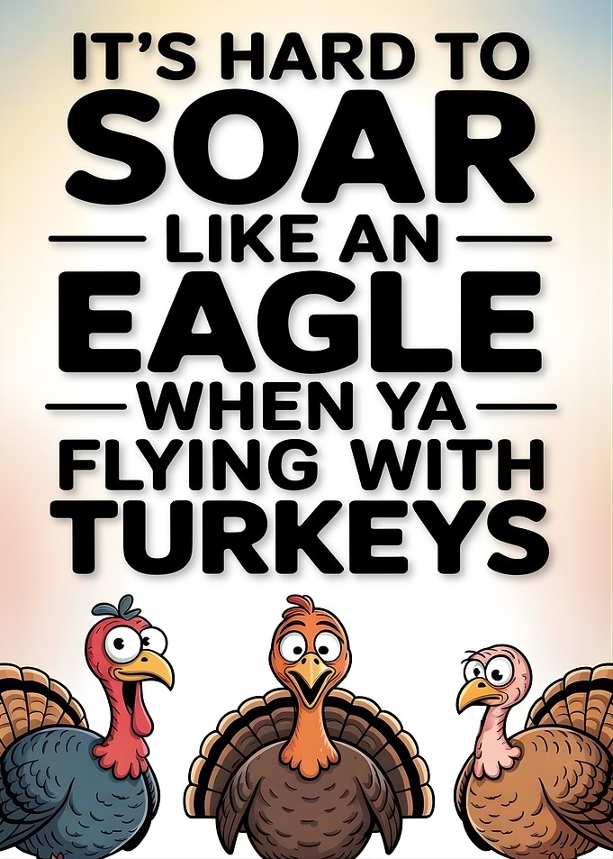 Soar Like an Eagle – Flyin' with Turkeys Funny Poster