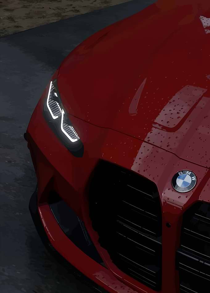 Red BMW Car Close-Up