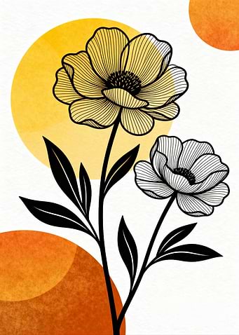 Floral Art with Geometric Shapes