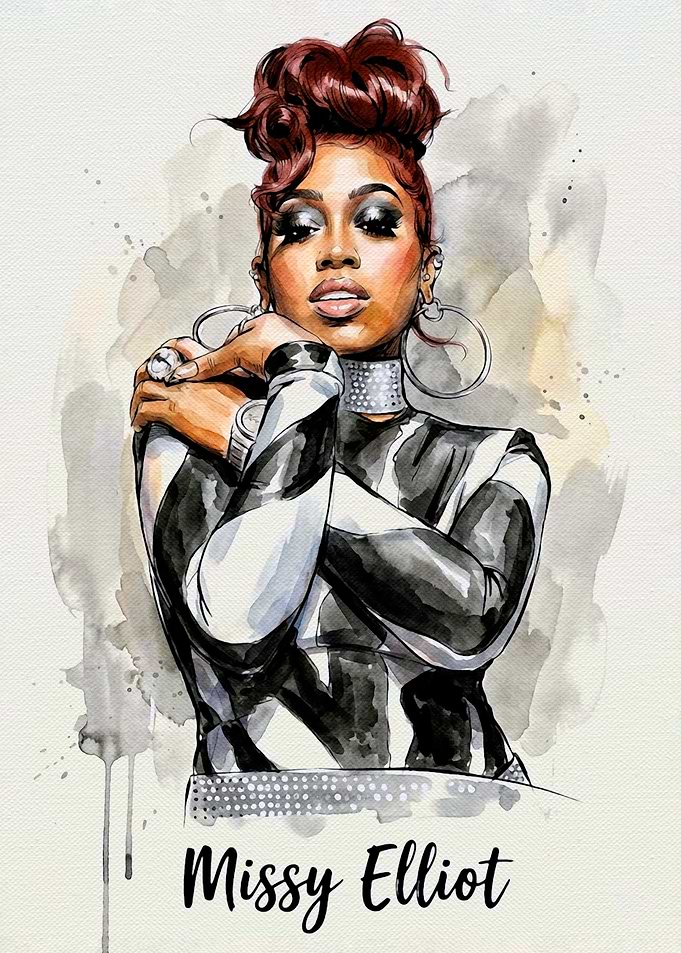 Missy Elliot Watercolor Portrait