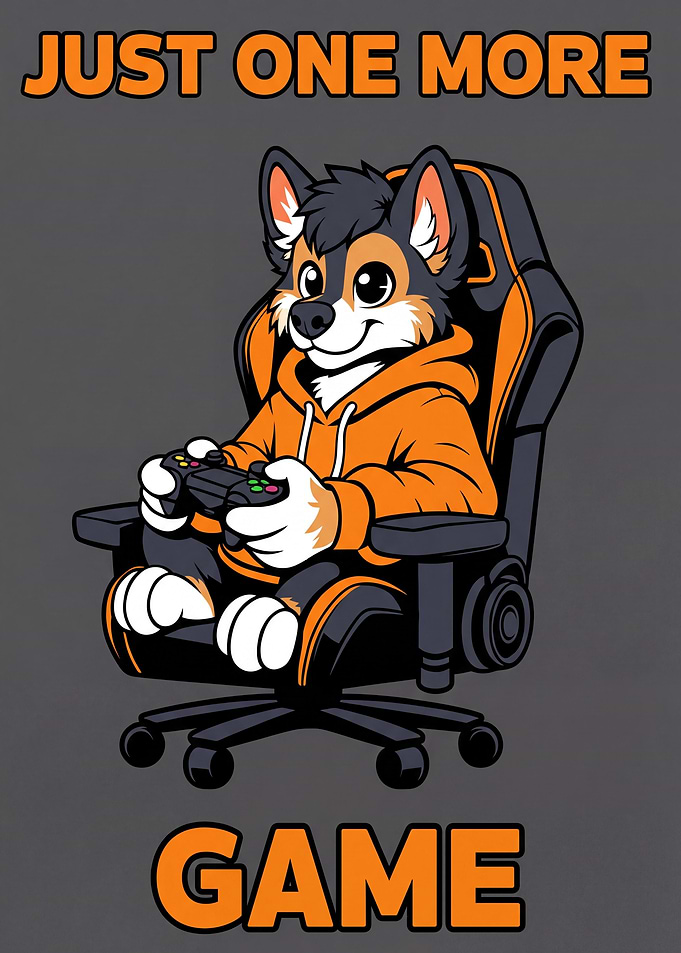 Just One More Game funny Fox Gamer