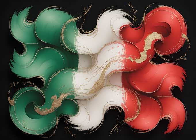 Abstract Italian Flag with Gold Accents