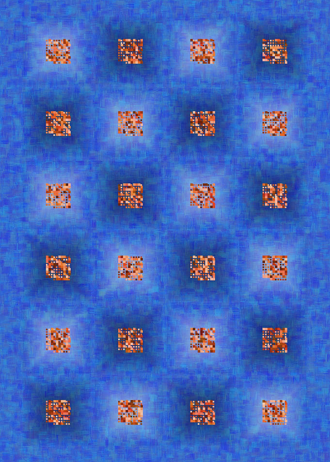 Abstract Blue and Orange Square Pattern
