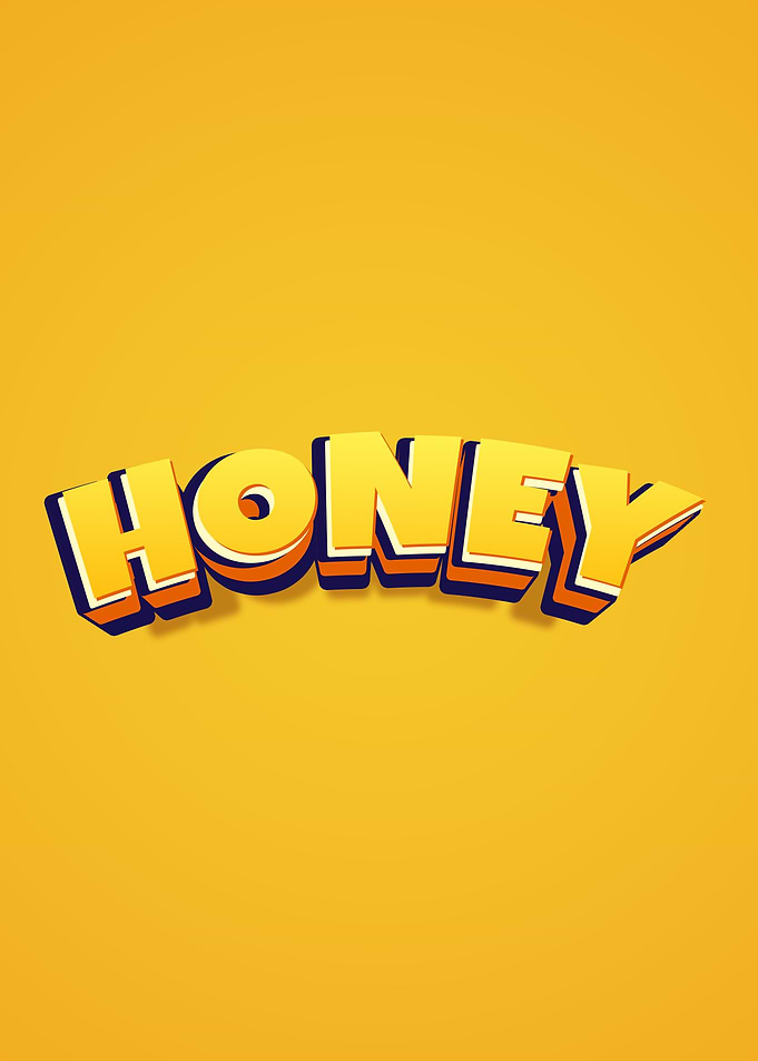 Honey Text Graphic on Yellow