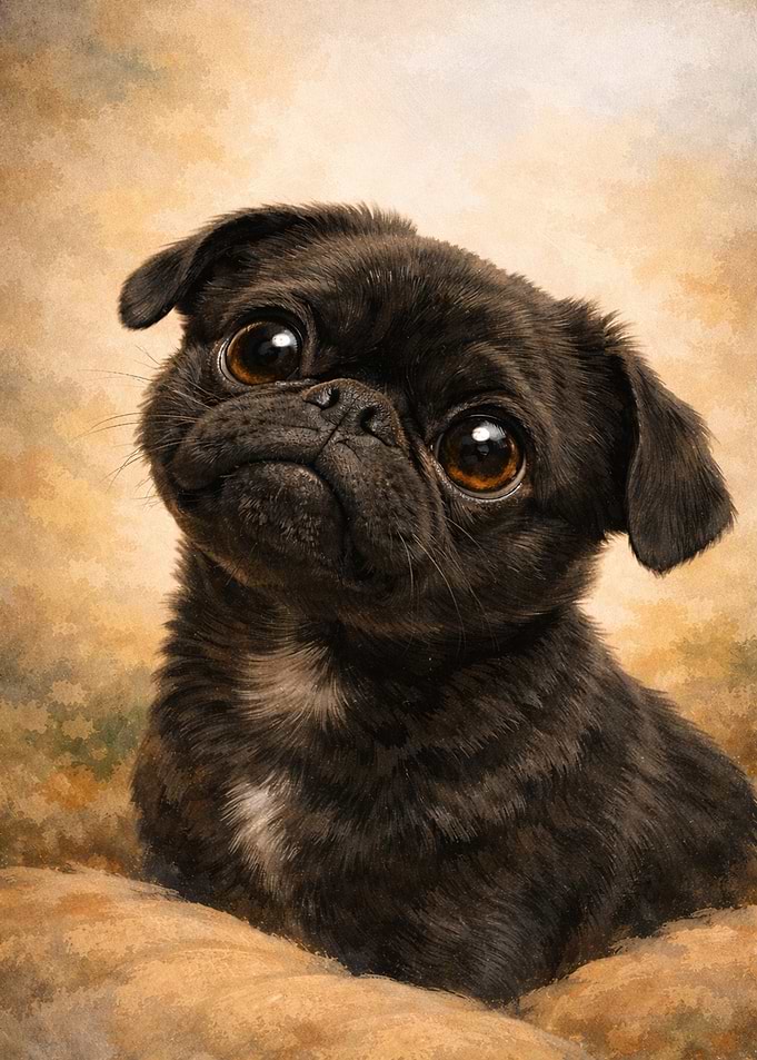 Adorable Black Pug Portrait