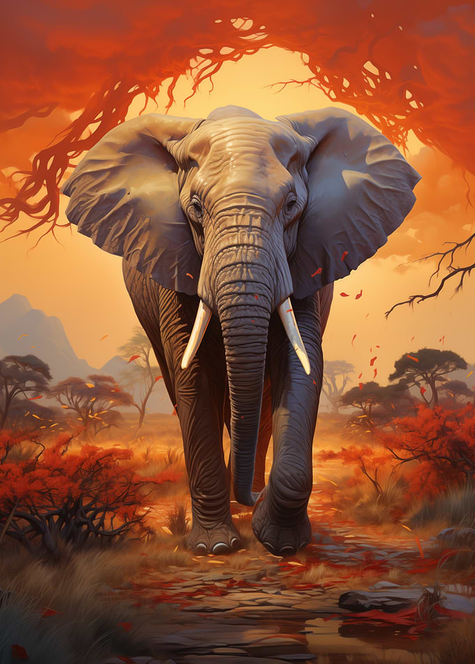 Elephant in African Landscape