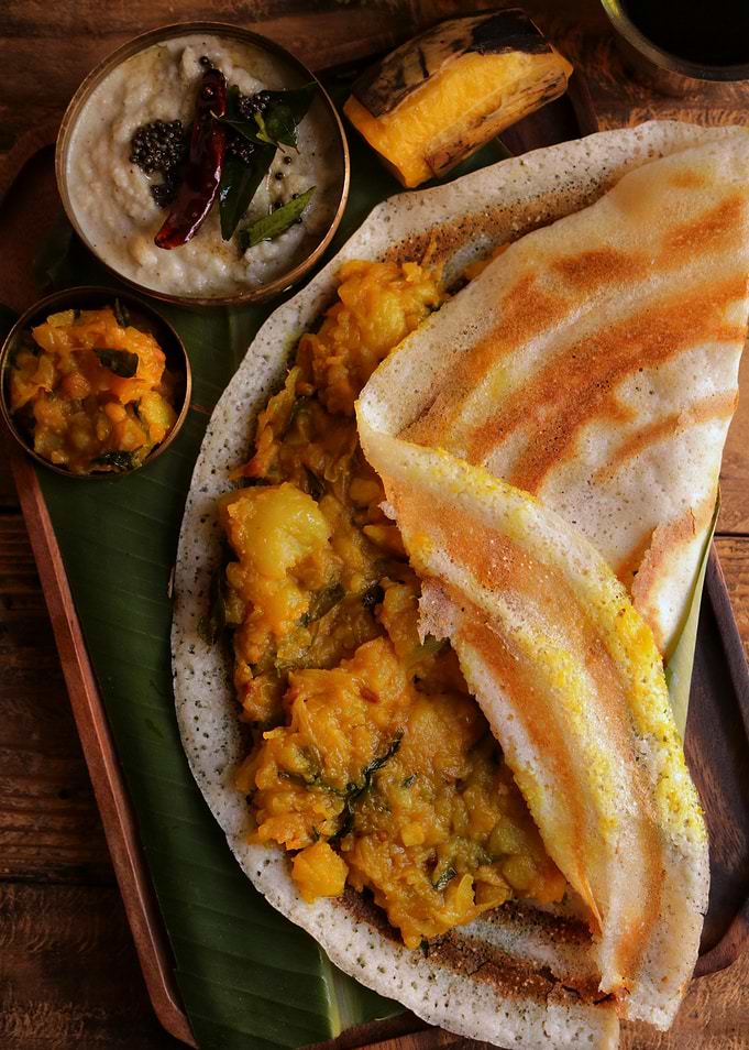 Masala Dosa with Side Dishes