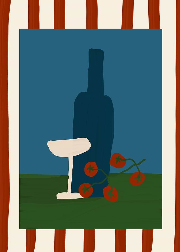 Still Life with Wine and Tomatoes