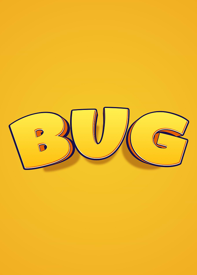 Yellow 'BUG' Text Graphic