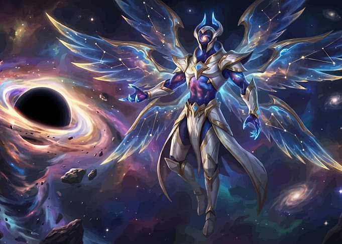 Cosmic Winged Figure in Space