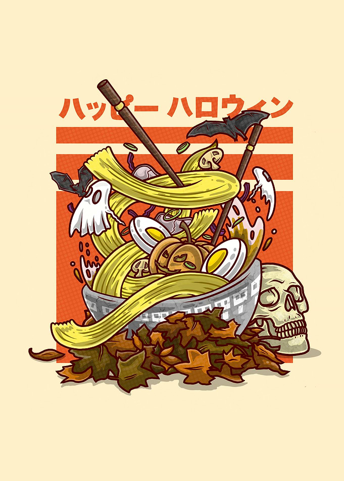 Halloween Ramen Bowl Illustration