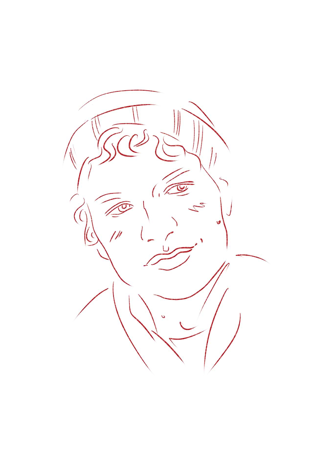 Minimalist Line-art Portrait of Ilya Rozanov (Connor Storrie) from heated rivalry tv series