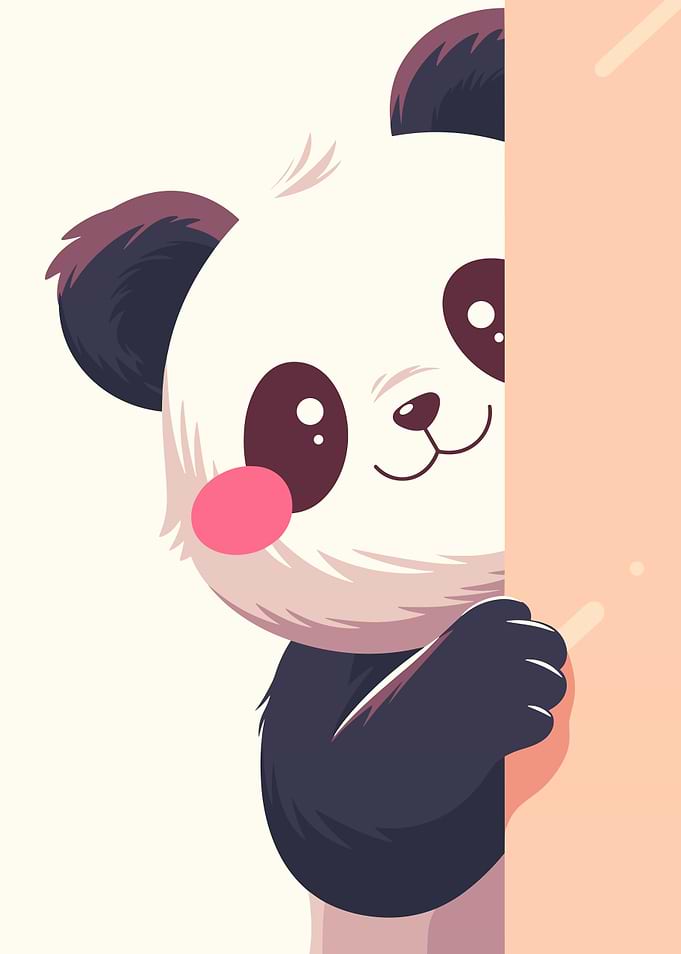 Cute Panda Peeking Cartoon Illustration