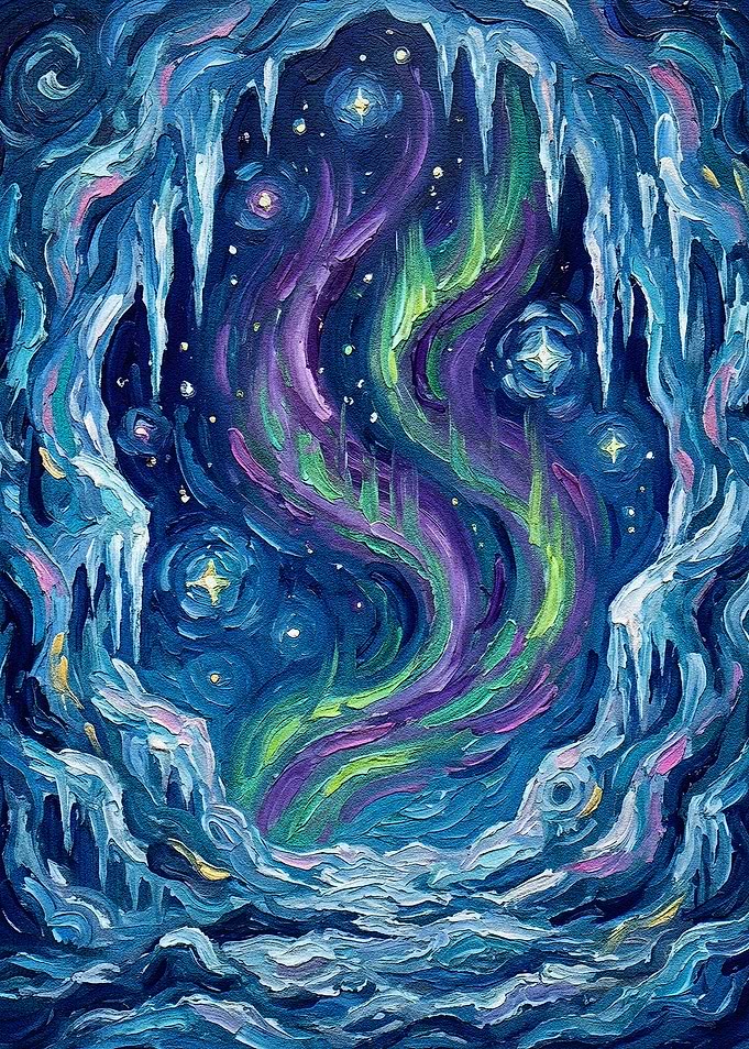 Aurora Borealis Ice Cave Painting